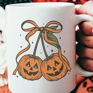 JACK-O'-LANTERN CHERRIES CERAMIC MUG 15 oz